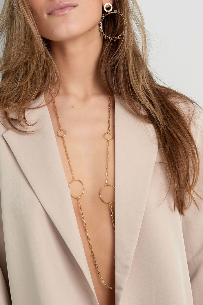 Lange Halskette mit verschiedenen ovalen Anhängern – Gold  Bild3